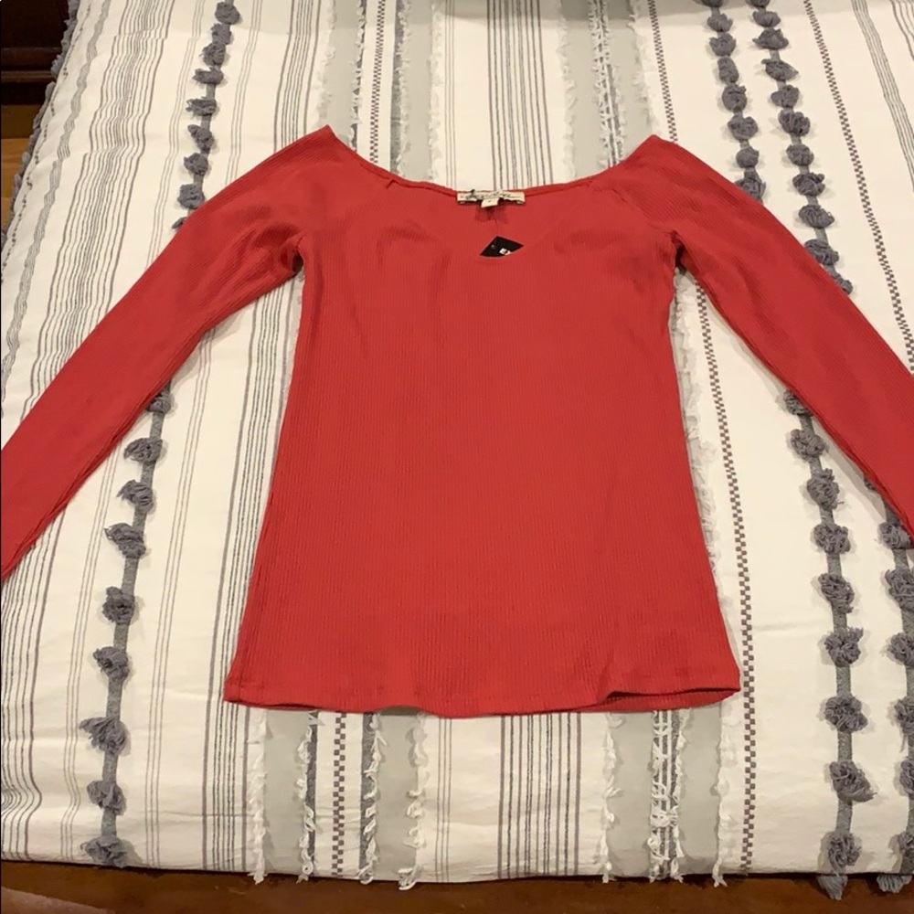 deep coral fitted long sleeve